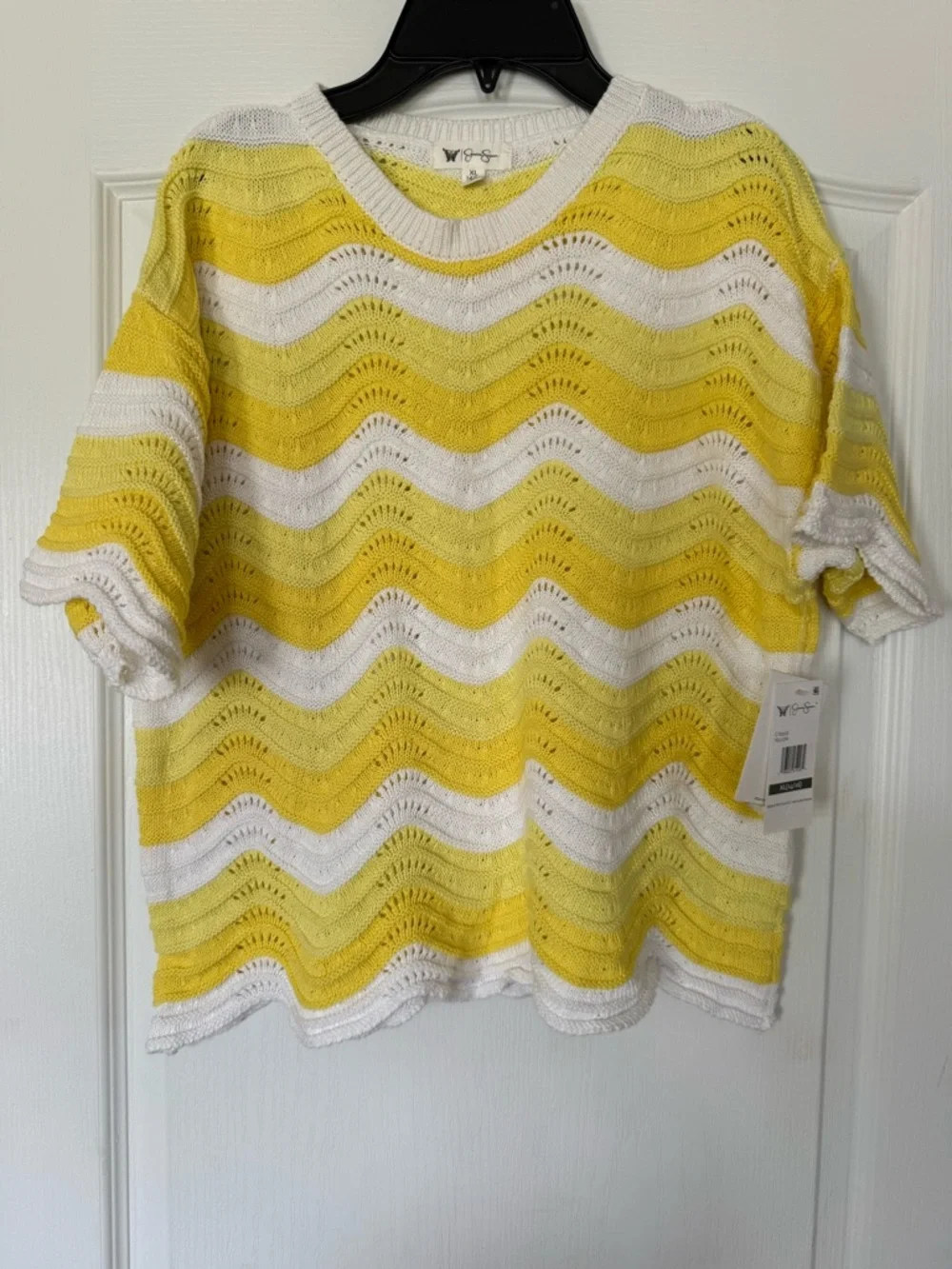 Jessica Simpson Yellow and White Knit Wave-Stripe Skort Shorts